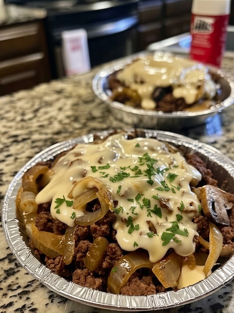 Keto Mushroom Swiss Burger Bowl