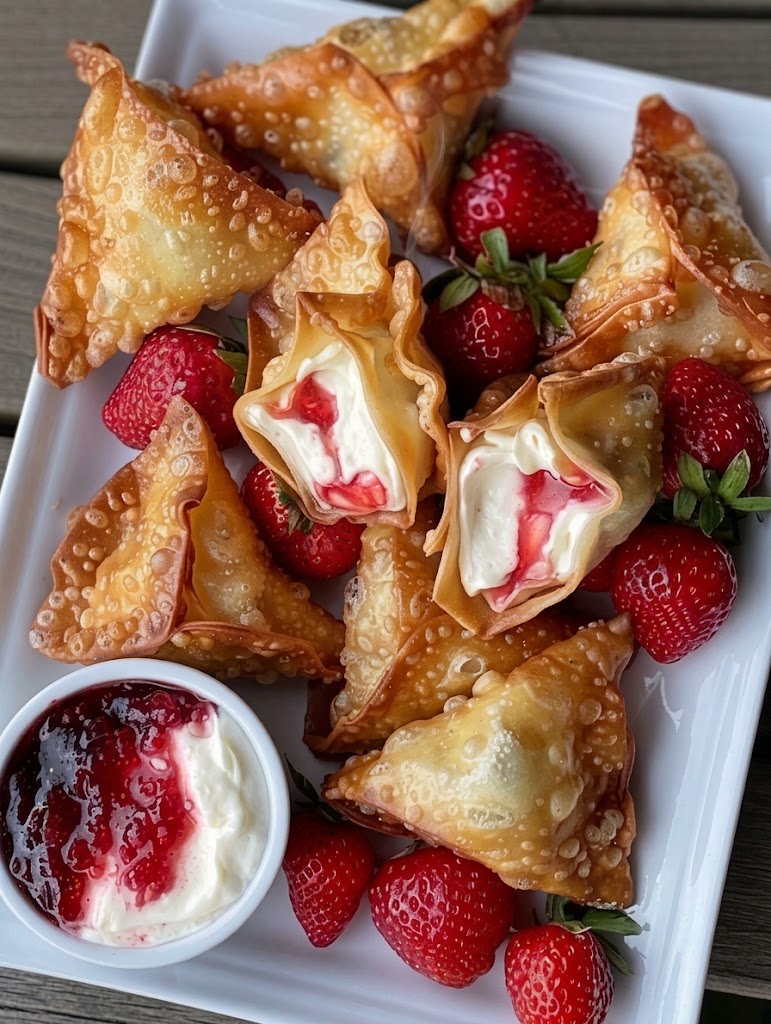 Strawberry Cheesecake Stuffed Wonton Bites 1 Strawberry Cheesecake Stuffed Wonton Bites