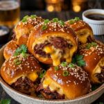 Slow-Cooker Shredded Beef Pretzel Sliders