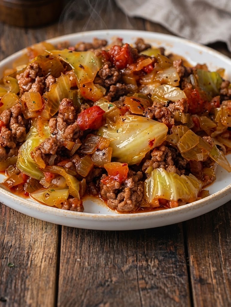 Ground Beef and Chopped Cabbage
