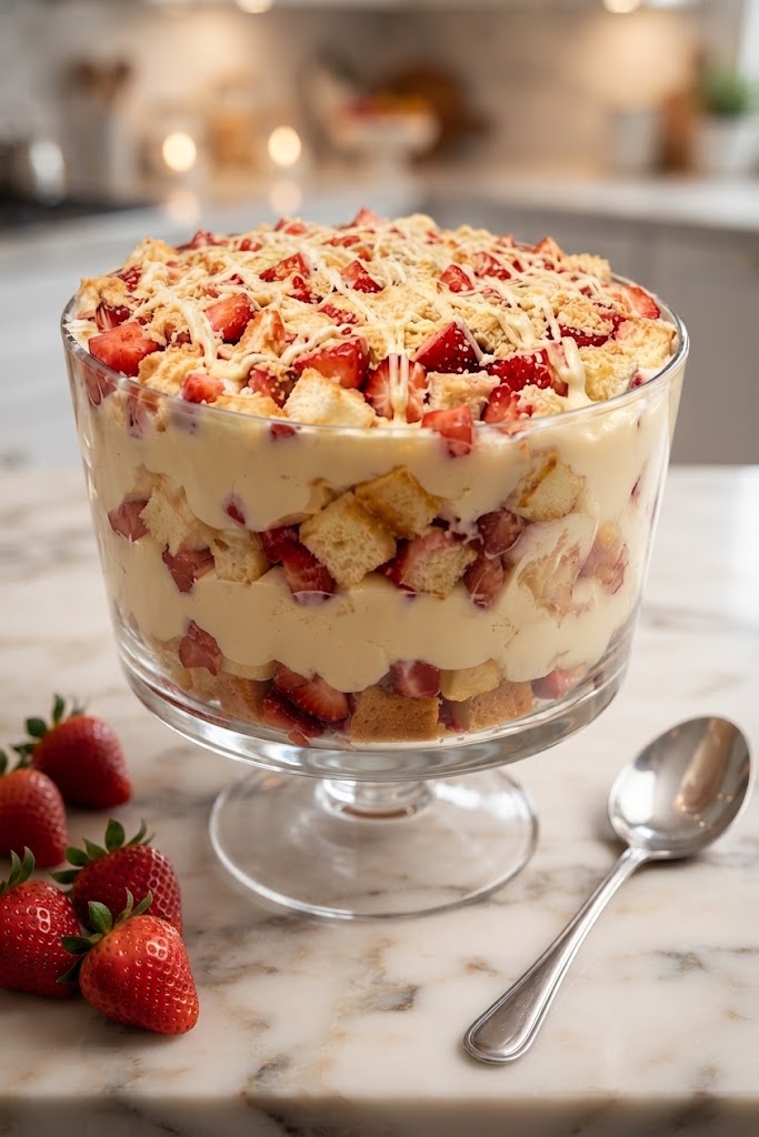 High Protein Strawberry Shortcake Cheesecake Trifle