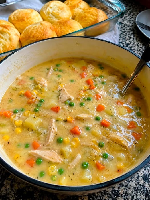 Skinny Chicken Pot Pie Soup