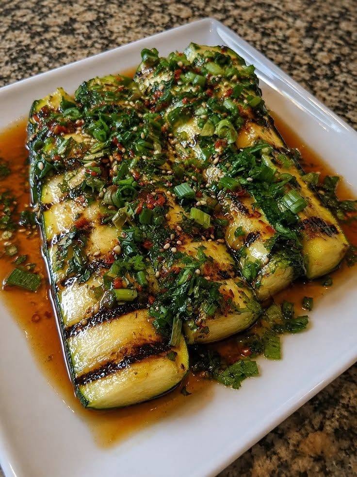Grilled Zucchini with Spicy Asian Sauce 1 Grilled Zucchini with Spicy Asian Sauce