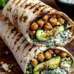 Grilled Zucchini and Chickpea Wrap with Herbed Vegan Yogurt