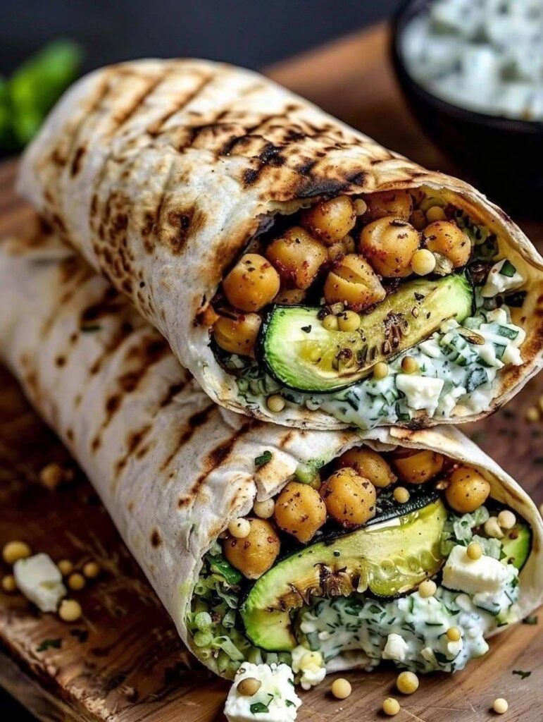 Grilled Zucchini and Chickpea Wrap with Herbed Vegan Yogurt 1 Grilled Zucchini and Chickpea Wrap with Herbed Vegan Yogurt