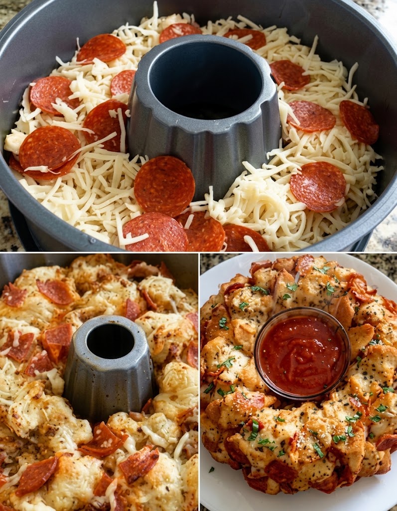 Pepperoni and Mozzarella Pull-Apart Bread