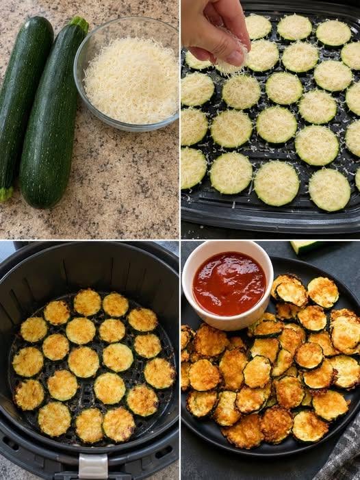 Air Fryer 2 Ingredient Parmesan Zucchini Crisps