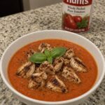 Tomato Soup with Chicken on Top
