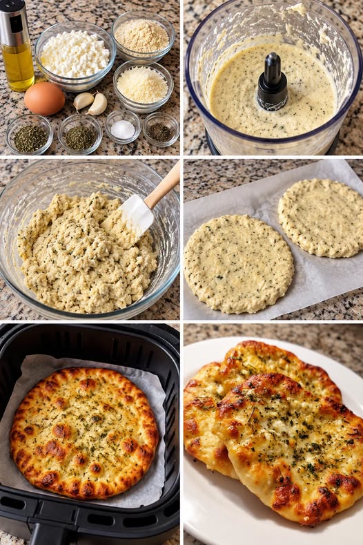 Air Fryer Garlic Herb Cottage Cheese Flatbread