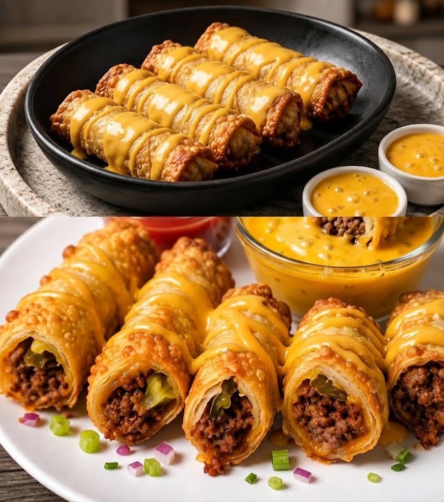 Crispy Cheeseburger Egg Rolls