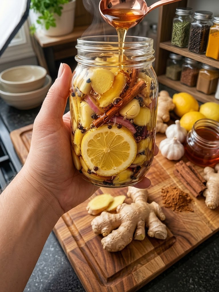 Honey Lemon Garlic Ginger Tonic 🧄🍯🍋