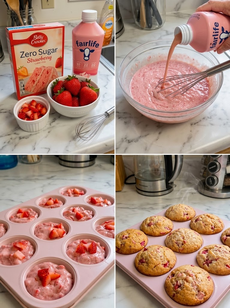 3-Ingredient Strawberry Protein Muffins