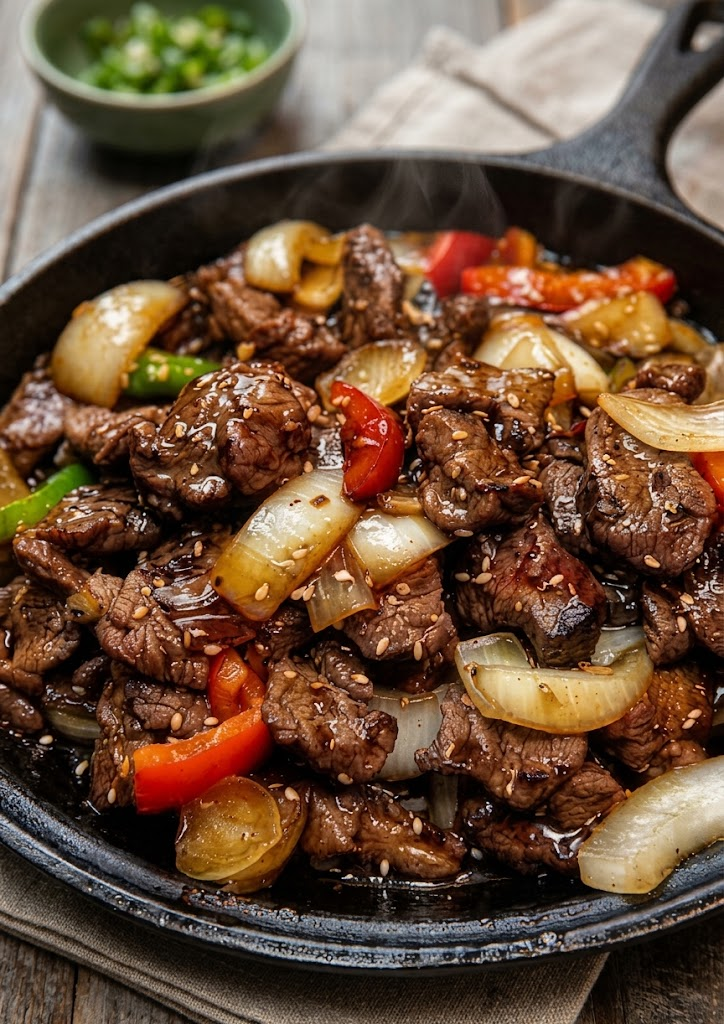 Sizzling Chinese Pepper Steak with Onions 1 Sizzling Chinese Pepper Steak with Onions