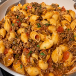 Creamy Beef and Shell Pasta