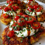 🍅🧀 Crispy Caprese Chicken Cutlets with Burrata & Balsamic Glaze
