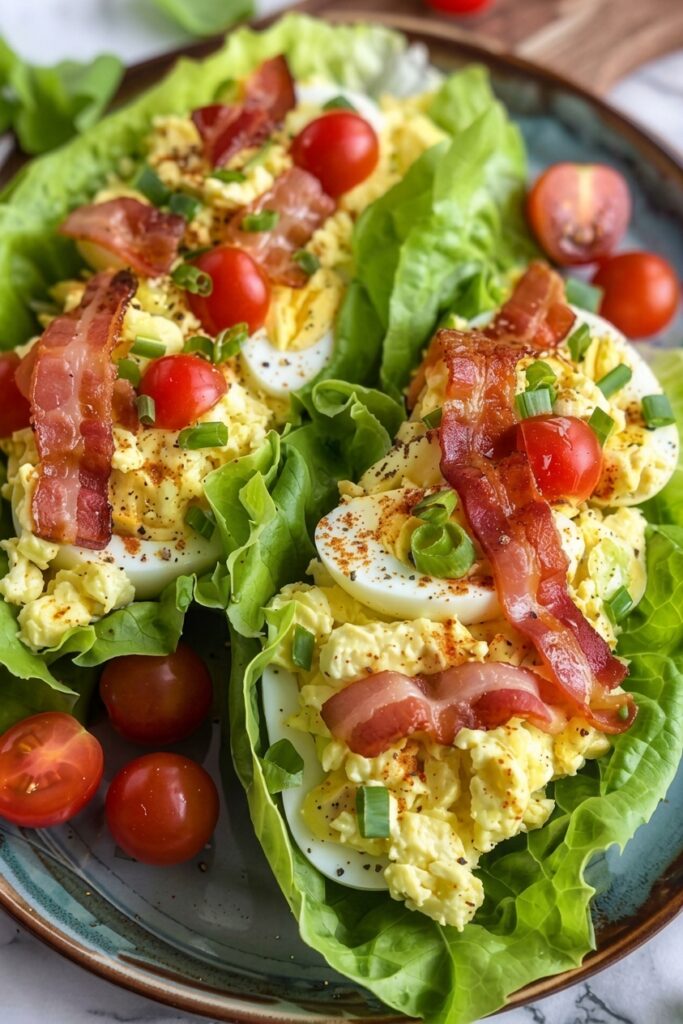 🥬🥓 BLT Egg Salad Lettuce Wraps – Light, Crunchy, Totally Crave-Worthy