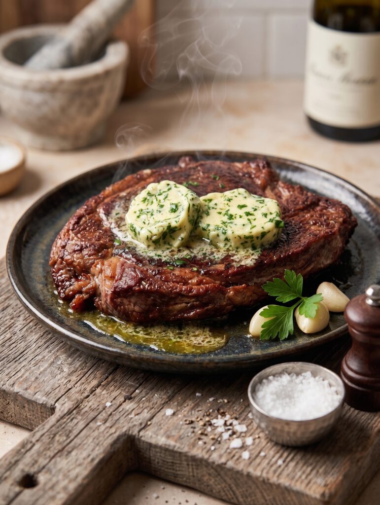Air Fryer Steak with Garlic Butter