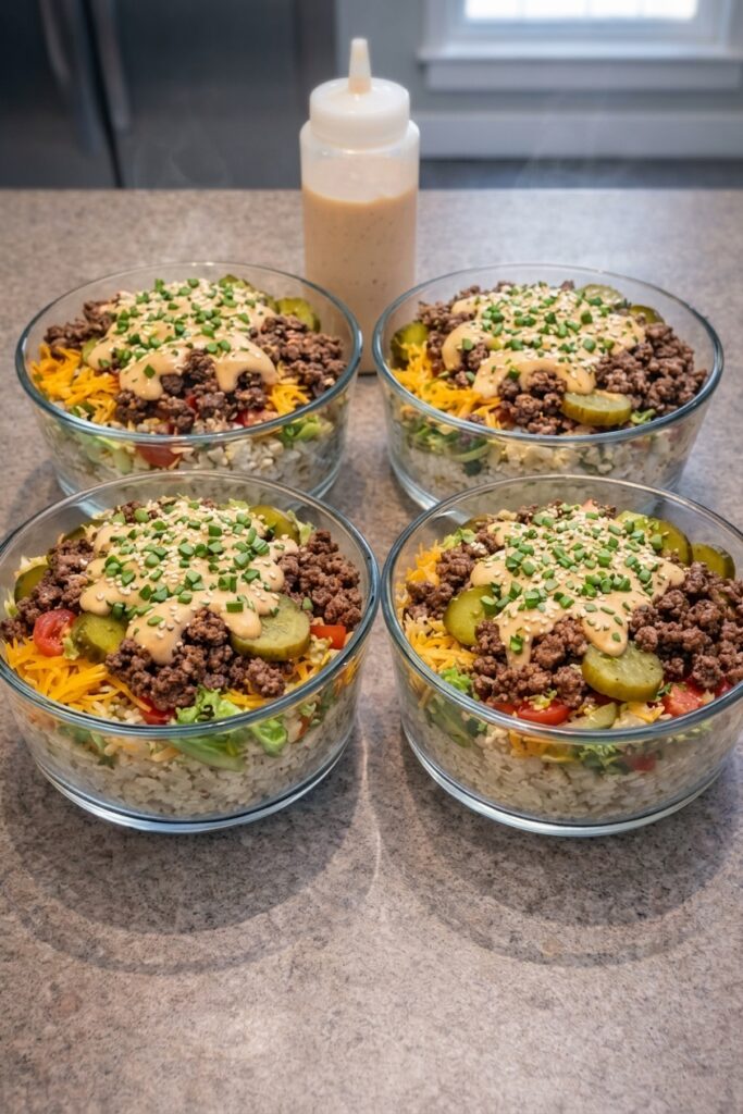 Big Mac Cheeseburger Protein Bowl 1 Big Mac Cheeseburger Protein Bowl