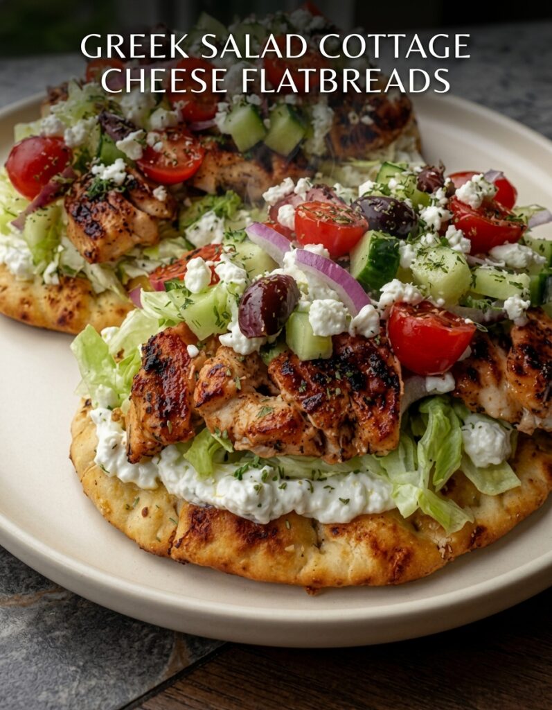 🥙 Greek Salad Cottage Cheese Flatbreads