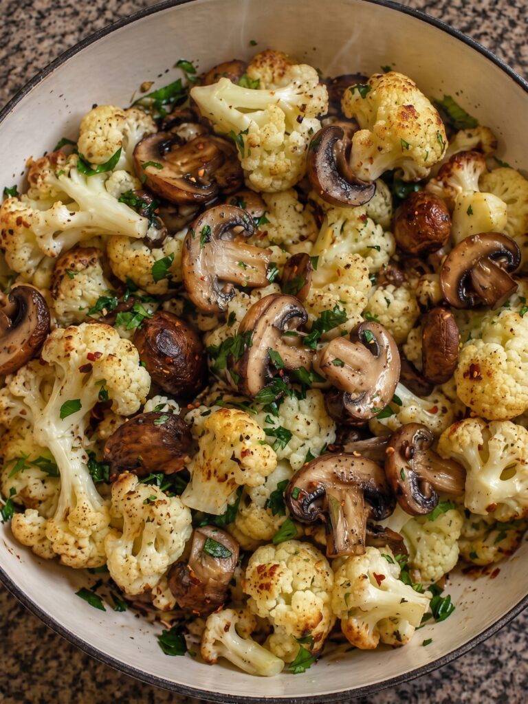 Roasted Cauliflower & Mushroom Skillet