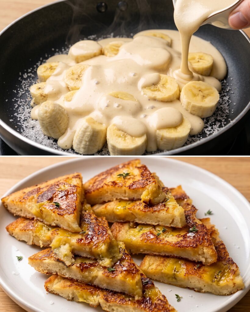 Pan-Fried Banana Custard Cake 