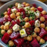 Chickpea, Beet & Feta Salad with Lemon-Garlic Vinaigrette