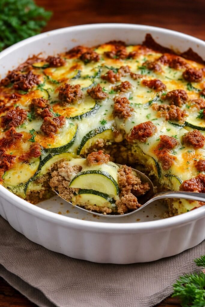 High Protein Loaded Zucchini Bake (Low Carb)