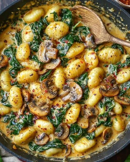 Vegan Mushroom & Spinach Gnocchi