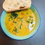 Vegan Ginger Sweet Potato & Coconut Milk Stew with Lentils and Kale