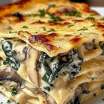 Vegan Spinach & Mushroom White Lasagna