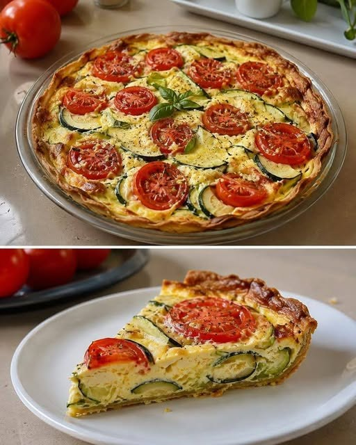 Vegan Crustless Zucchini Tomato Quiche