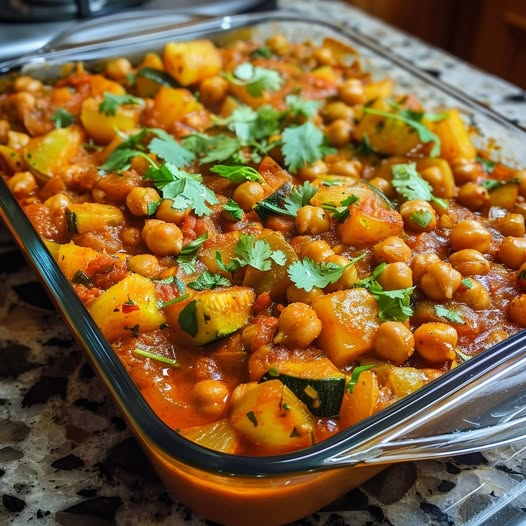 Vegan Chickpea Zucchini Curry Casserole