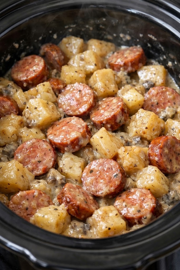 Slow Cooker Creamy Sausage and Potatoes