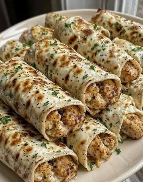 Garlicky Cheesy Chicken Wraps