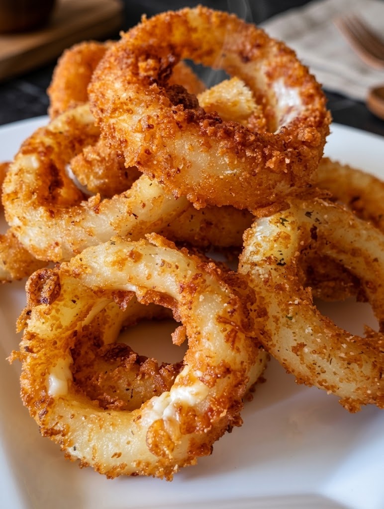 Vegan Cheesy Mozzarella Onion Rings 1 Vegan Cheesy Mozzarella Onion Rings