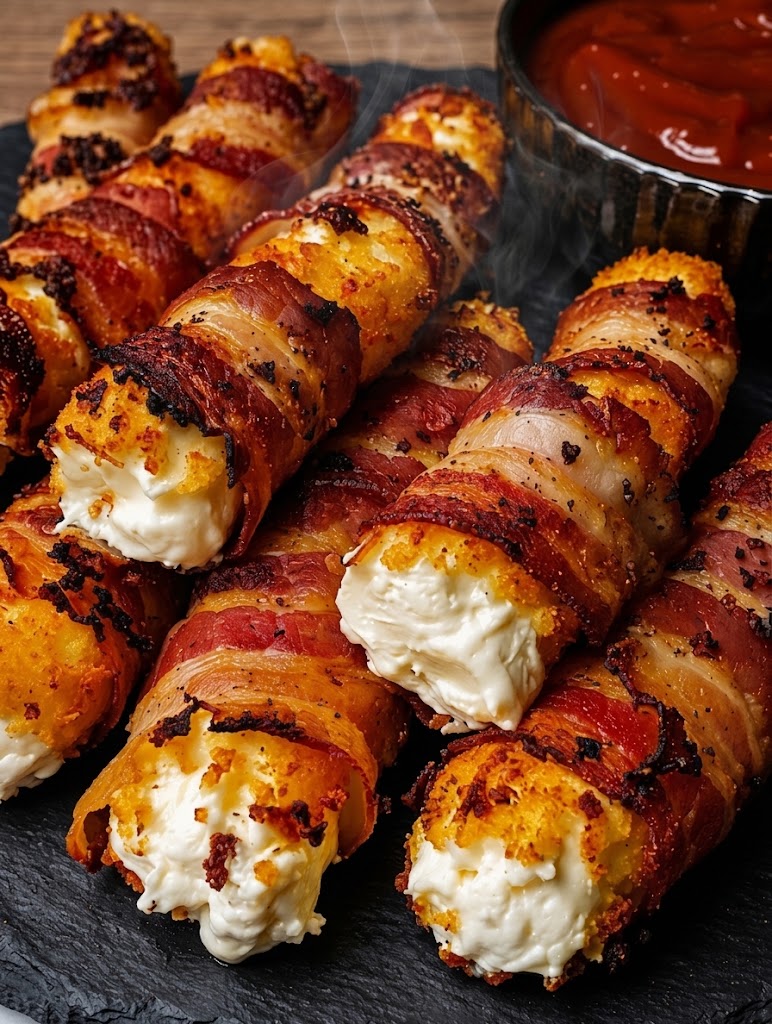 Bacon-Wrapped Mozzarella Stick Cannoli 1 Bacon-Wrapped Mozzarella Stick Cannoli