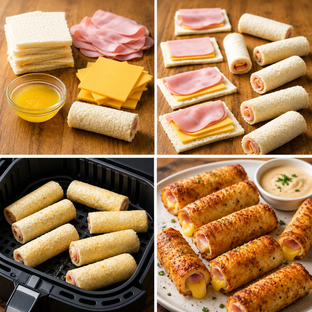 Air Fryer Ham & Cheese Roll-Ups 1 Air Fryer Ham & Cheese Roll-Ups