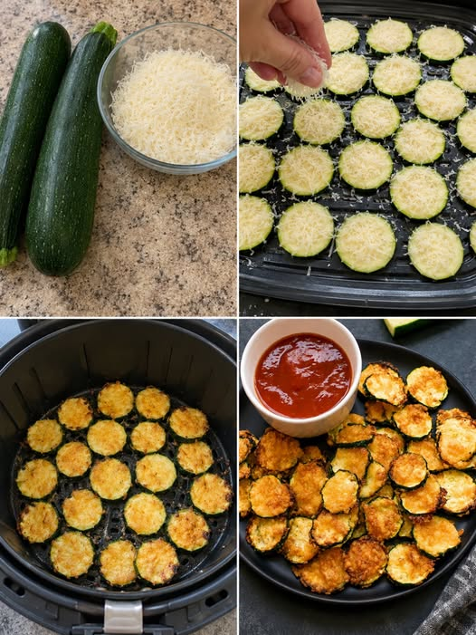 Air Fryer 2 Ingredient Parmesan Zucchini Crisps