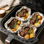 Air Fryer Garlic Butter Steak and Potato Foil Packets