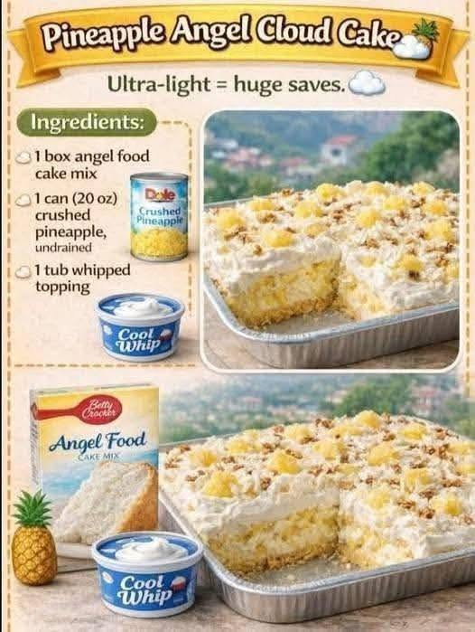Pineapple Angel Cloud Cake 🍍☁️